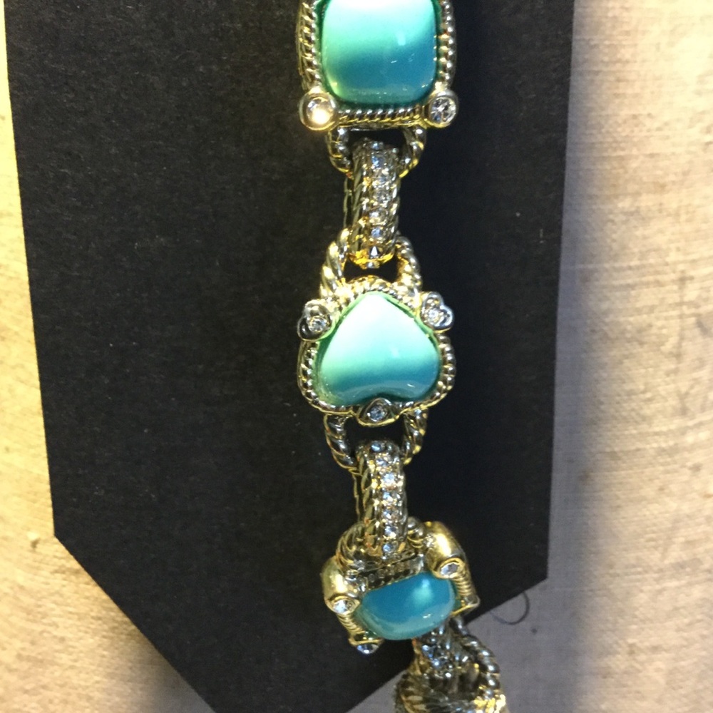 Italian Turquoise Cabochon station bracelet - Picture 3 of 5
